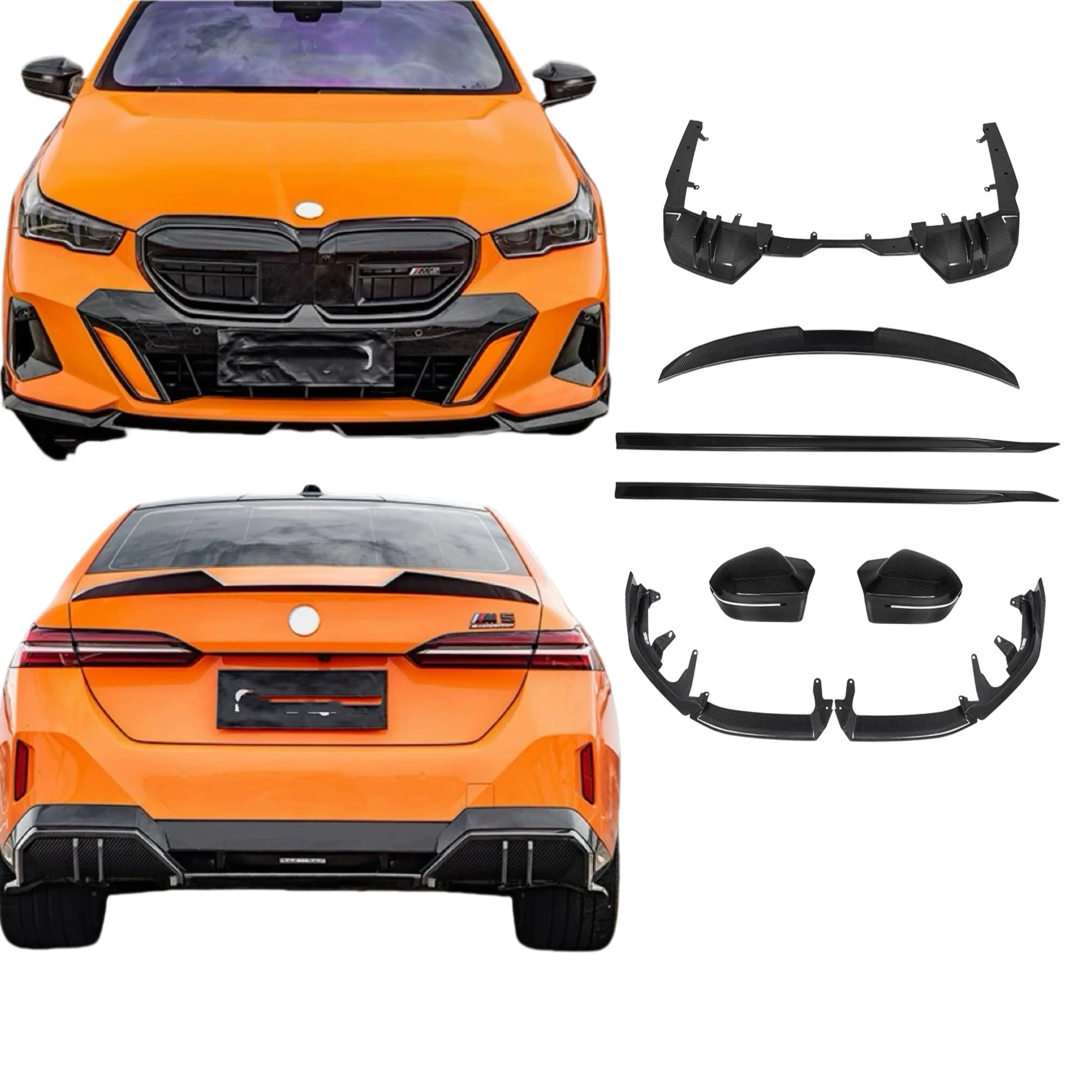 Para 5 Series G60 G68 actualización MP estilo Kit de cuerpo de fibra de carbono seco alerón difusor trasero de labio delantero