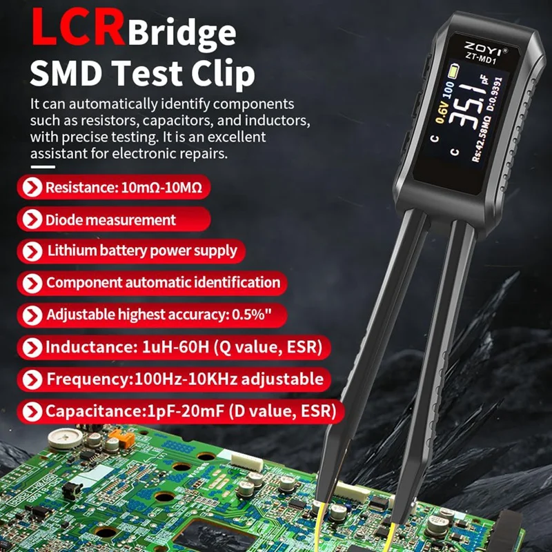 ZOYI Medidor LCR 10 kHz 0,5% precisión digital pantalla OLED - imagen 3
