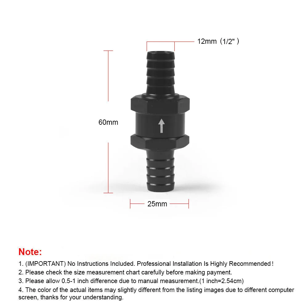 Válvula de retención aceite y combustible 3/8" negro - Universal - imagen 5