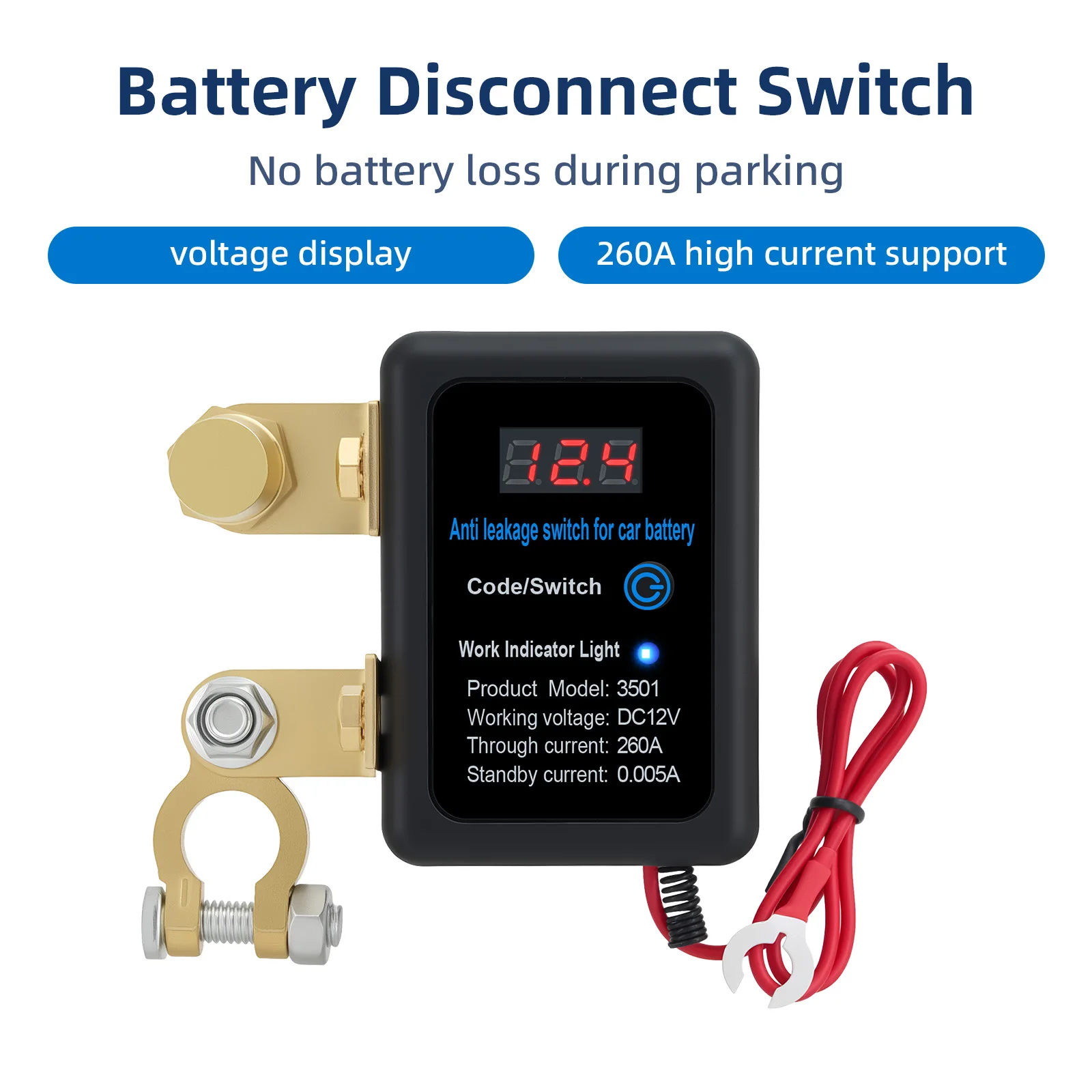 Interruptor desconectador remoto de batería 12 V 260 A para coche - imagen 2