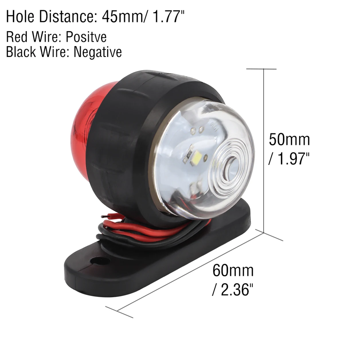 Luces de posición LED laterales rojas y blancas 12V-24V para camión - imagen 5