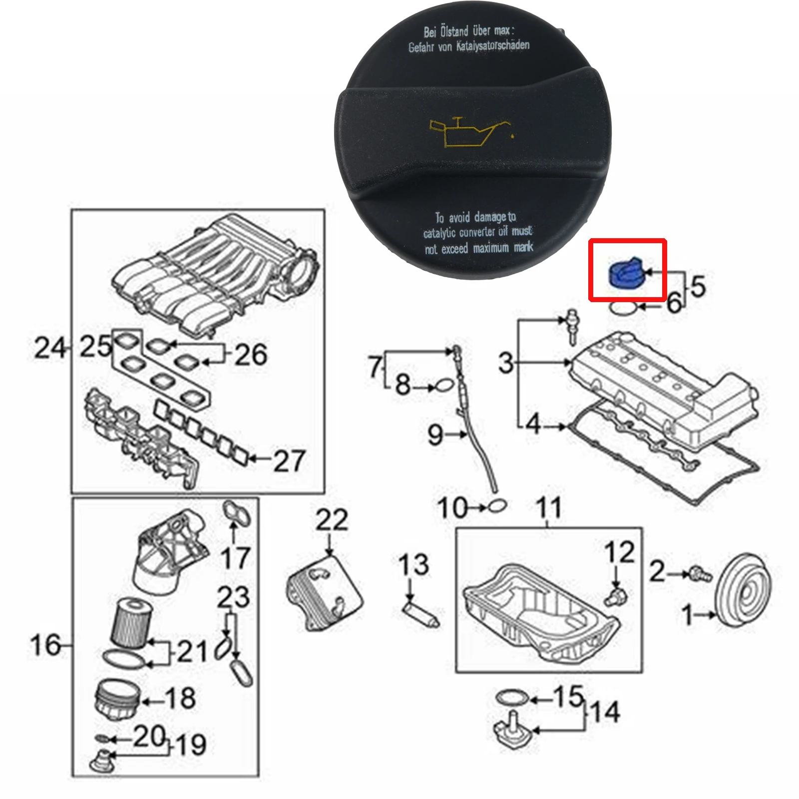 Tapa de llenado de aceite de motor para coche, accesorio para tanque de combustible, para Skoda Fabia Felicia Octavia, Roomster Superb, 06B103485C, 1 unidad - imagen 4