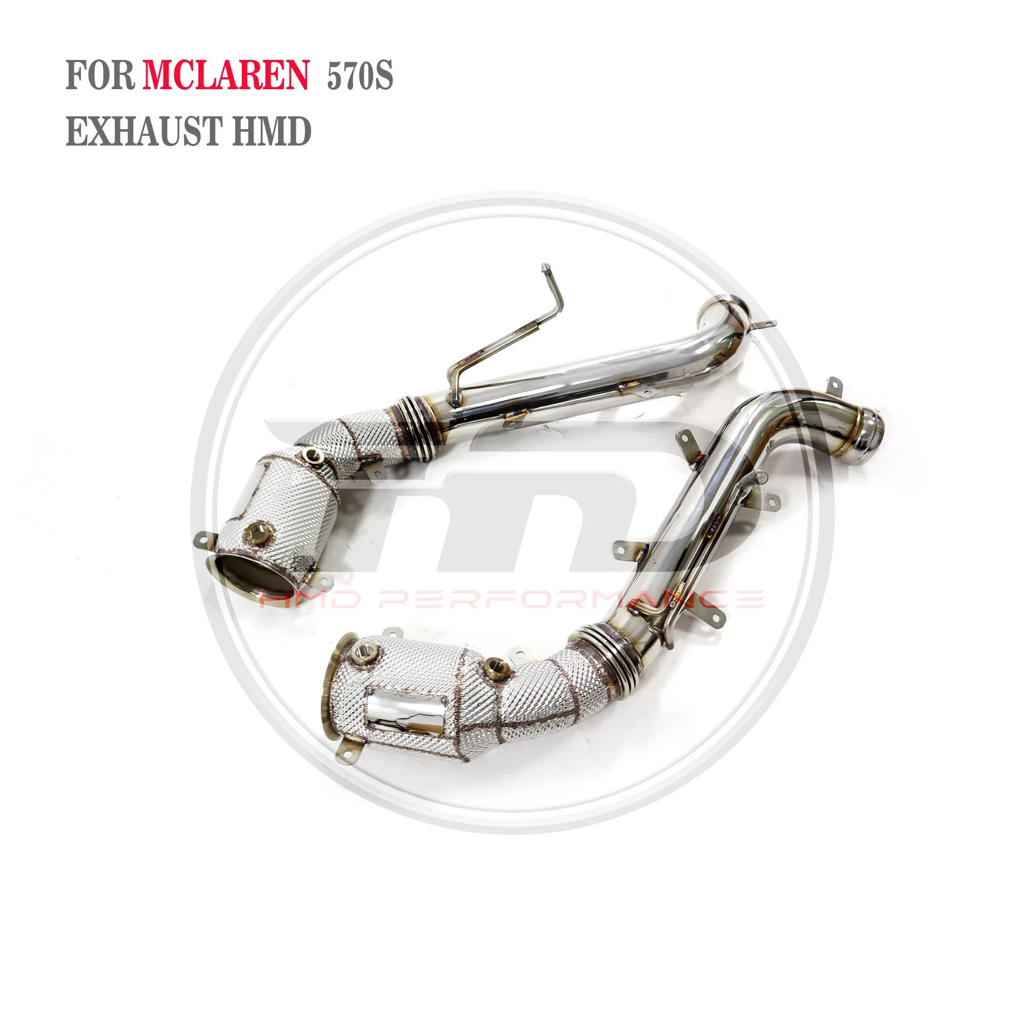 Detalle del material y acabado del downpipe HMD