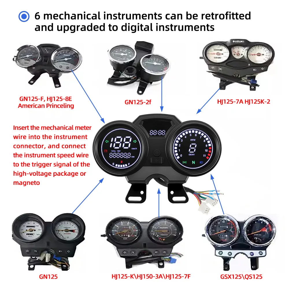 Velocímetro digital LED Suzuki GN125/GN150/EN125/GSX125 - imagen 5