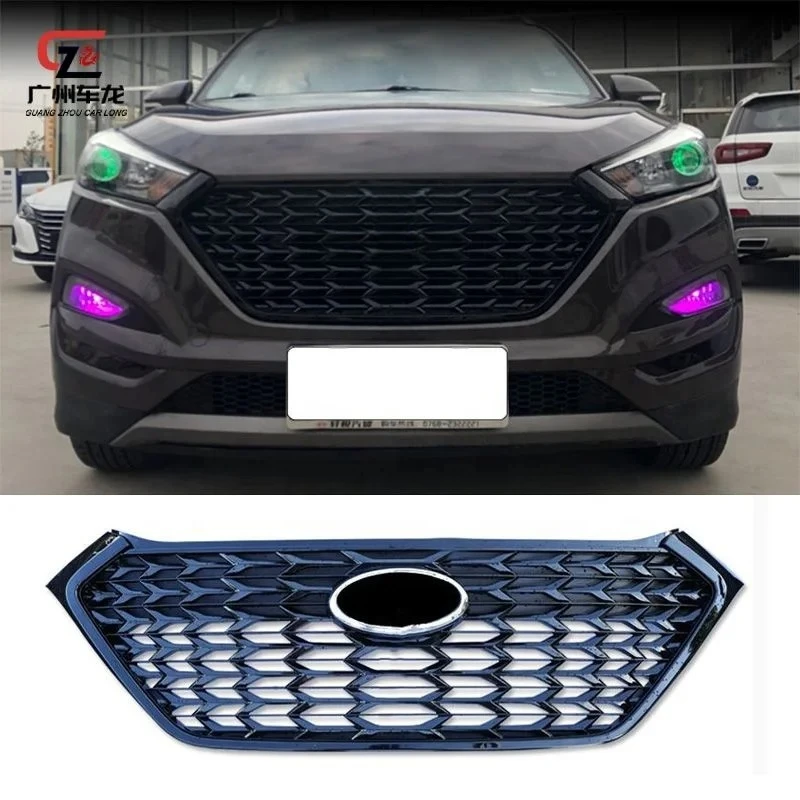 Parrilla delantera Hyundai Tucson 2015-2018 ABS negra plateada - imagen 4