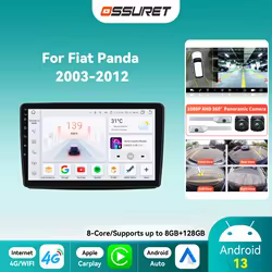 Autoradio 2DIN Android 4G con CarPlay GPS para Fiat Panda 2003-2012