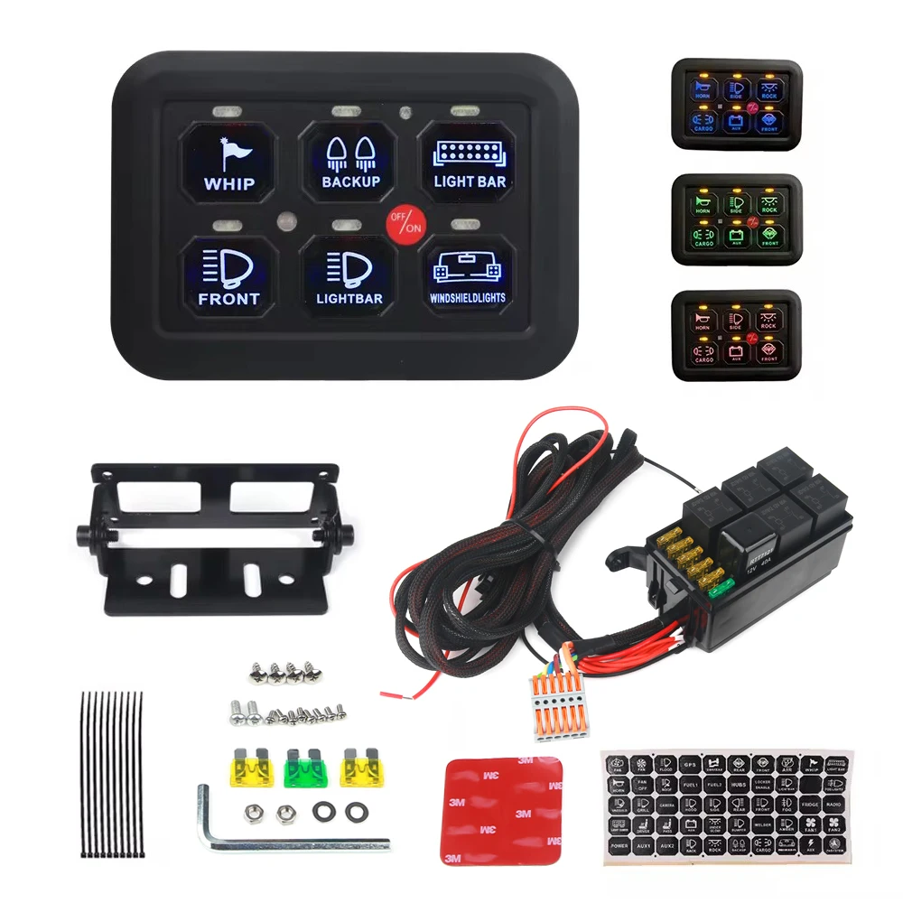 Panel interruptores LED táctil 6 zonas 12V 1200W Jeep UTV
