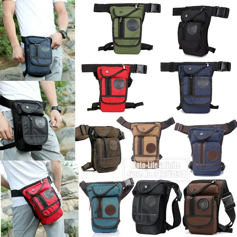 Bolsa de pierna impermeable para moto de lona, bandolera y cintura