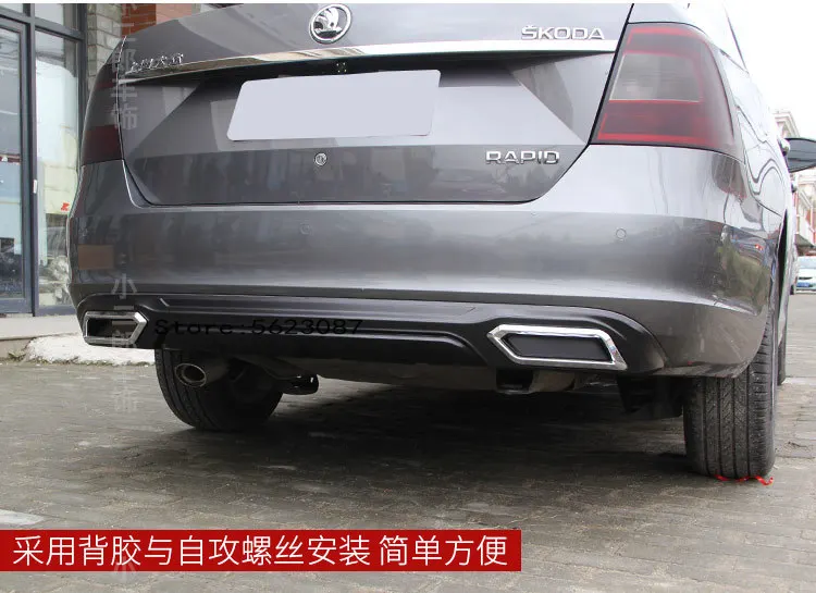 Difusor trasero ABS negro con protector para Skoda Rapid 2013-2017 - imagen 5
