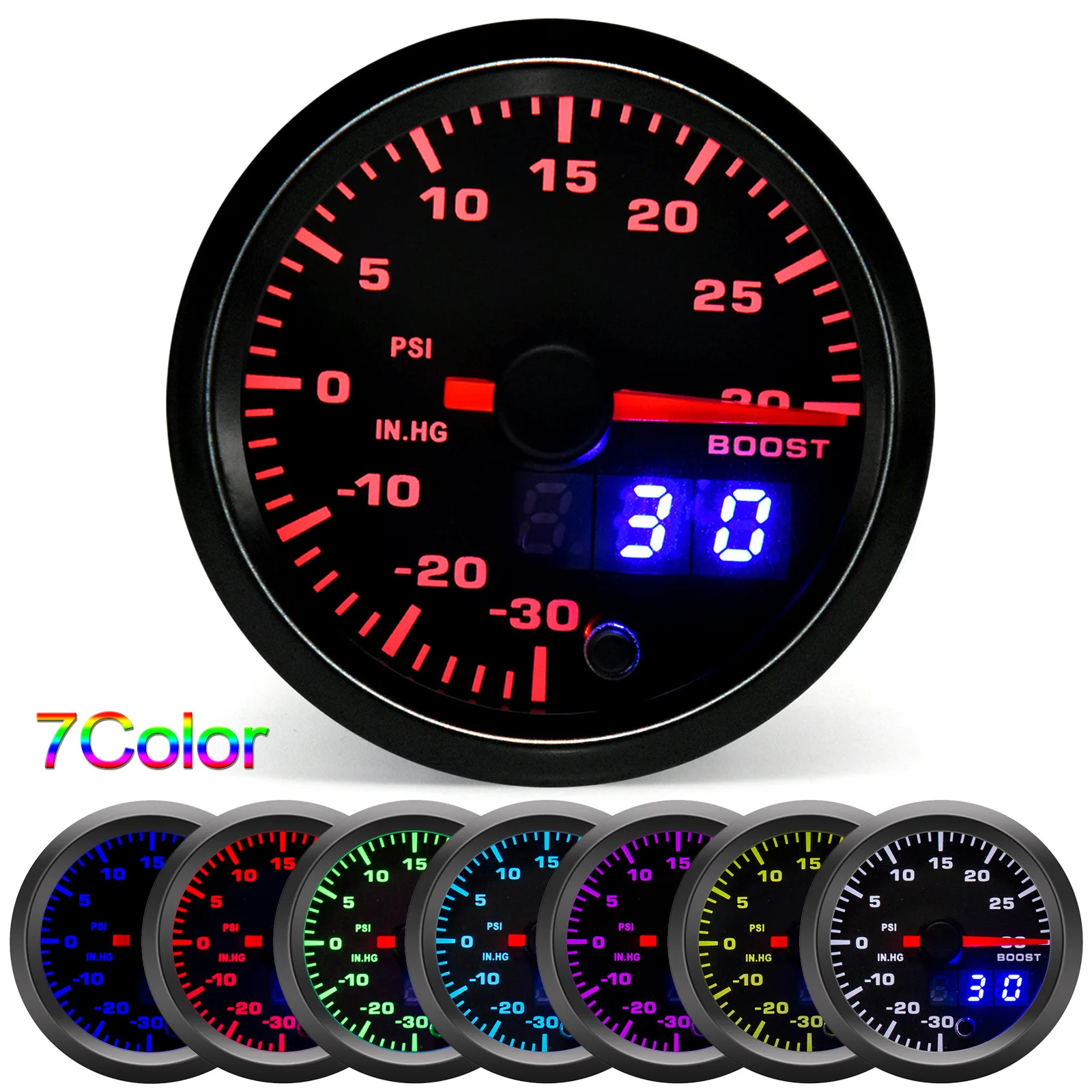 Manómetro turbo digital AD 52 mm con sensor – 0-30 PSI - imagen 3