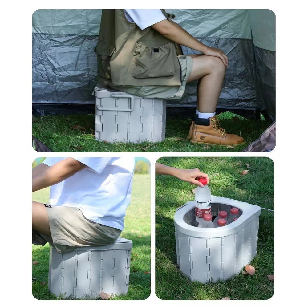 Inodoro portatil plegable con tapa para coche y camping de viaje - imagen 5