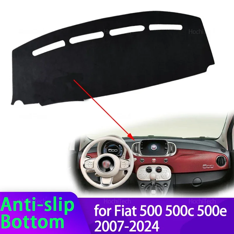 Cubierta salpicadero antideslizante para Fiat 500 500c 500e 2007-2024