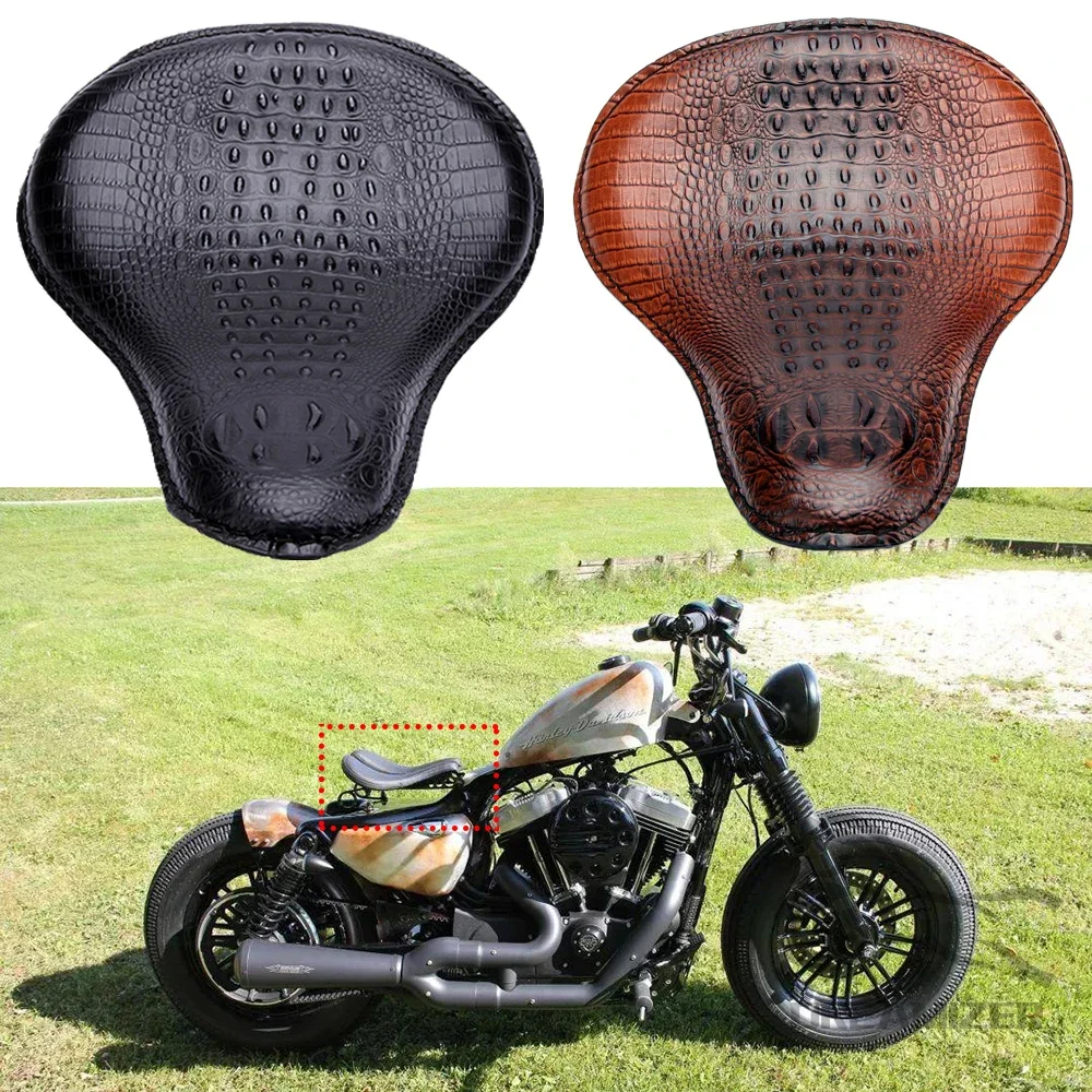Asiento monoplaza retro efecto cocodrilo para Harley y Honda Café