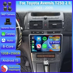 Radio 2 DIN Android 15 con CarPlay para Toyota Avensis T250