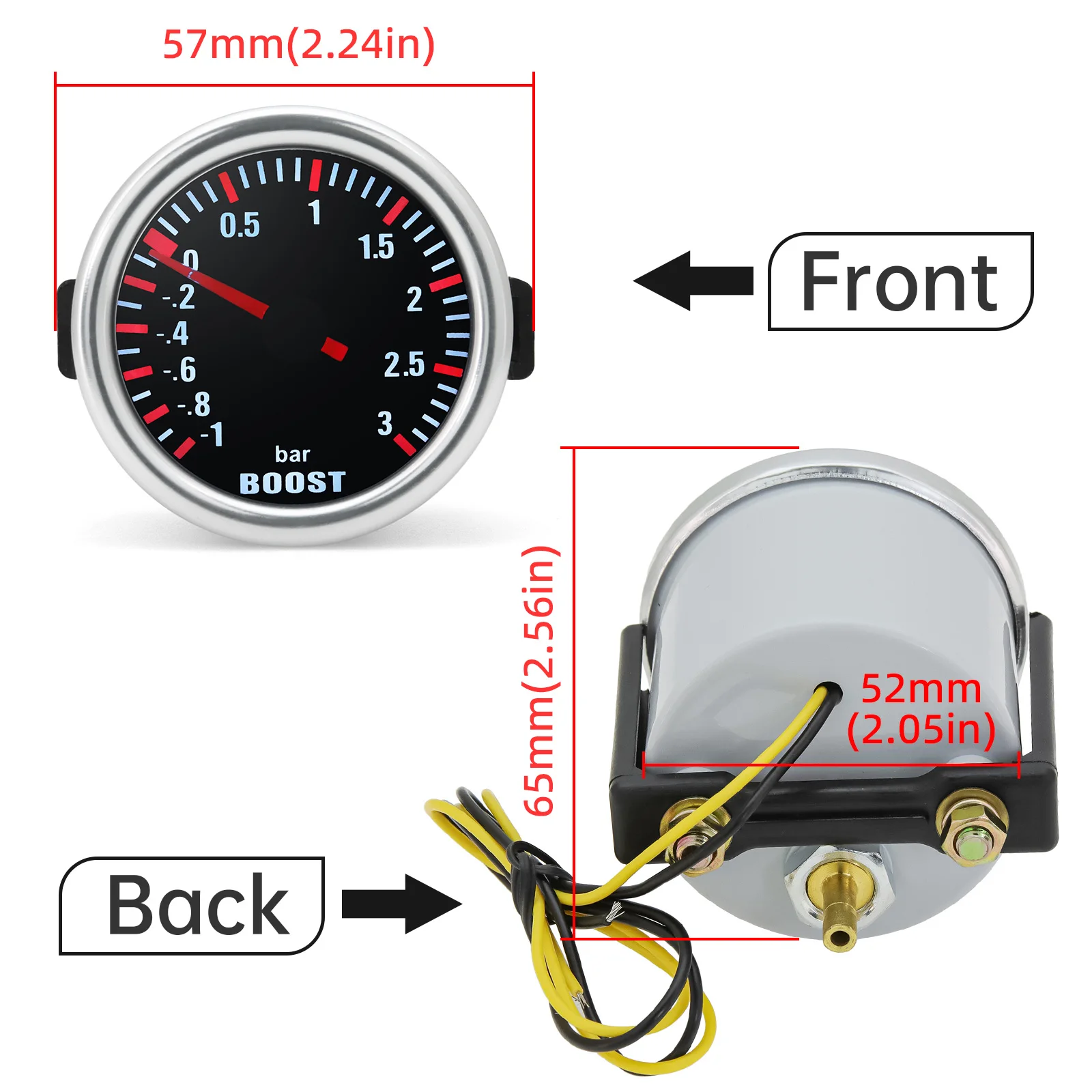 3,0 BAR 2 "52MM mecánico Turbo Boost medidor de coche Auto LED blanco Universal Boost BAR medidor Turbo Boost instrumento - imagen 3