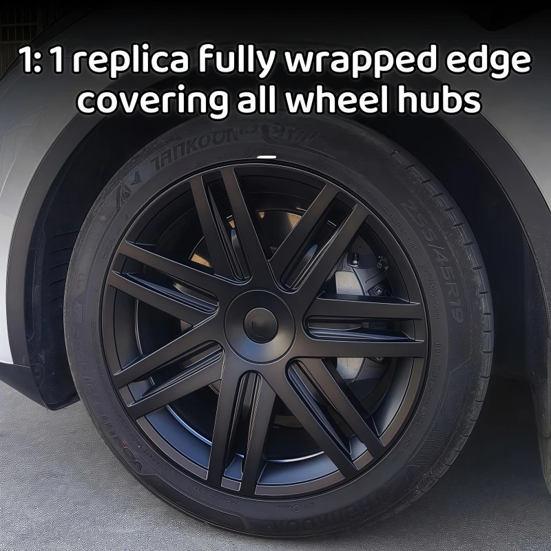 4 Uds. Tapas de rueda de 19 pulgadas para Tesla modelo Y cubierta de rueda rendimiento reemplazo tapacubos de rueda accesorios de cubierta de llanta completa 2018-2024 - imagen 2