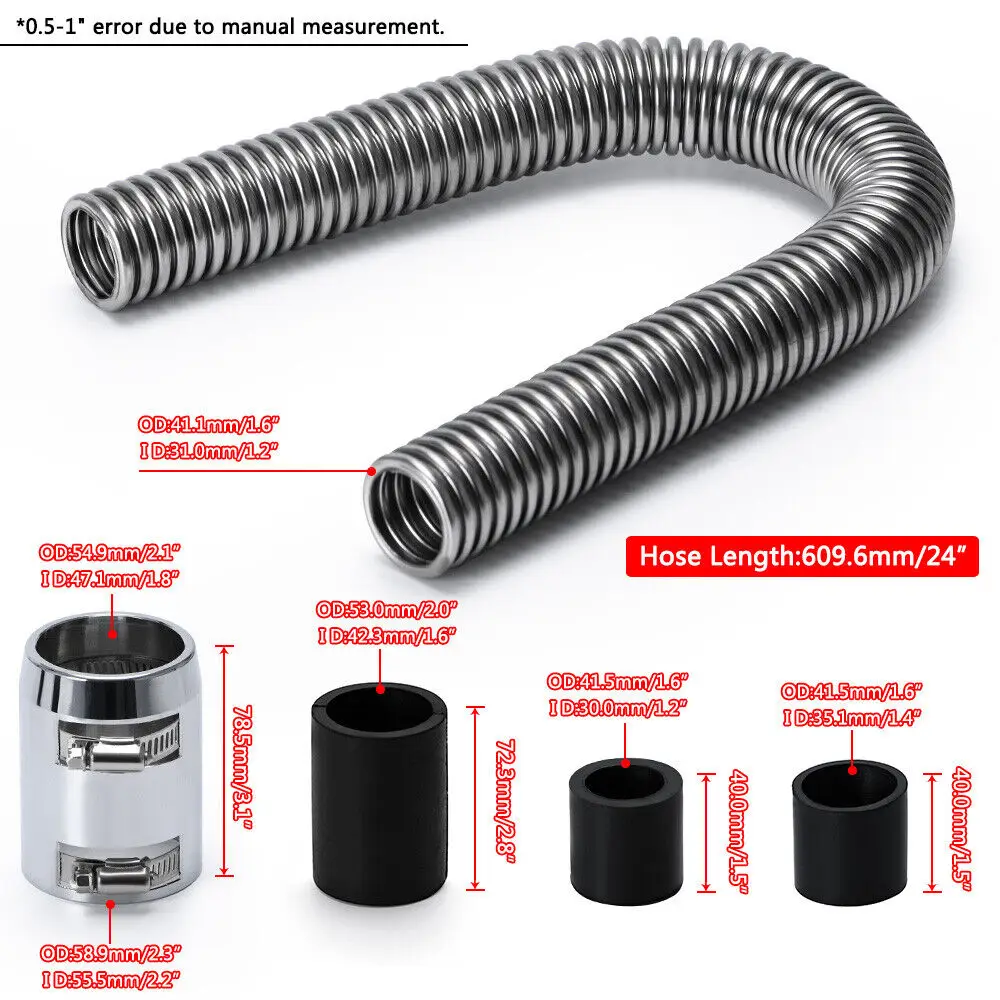 Manguera de radiador acero inoxidable flexible con tapas universales - imagen 3