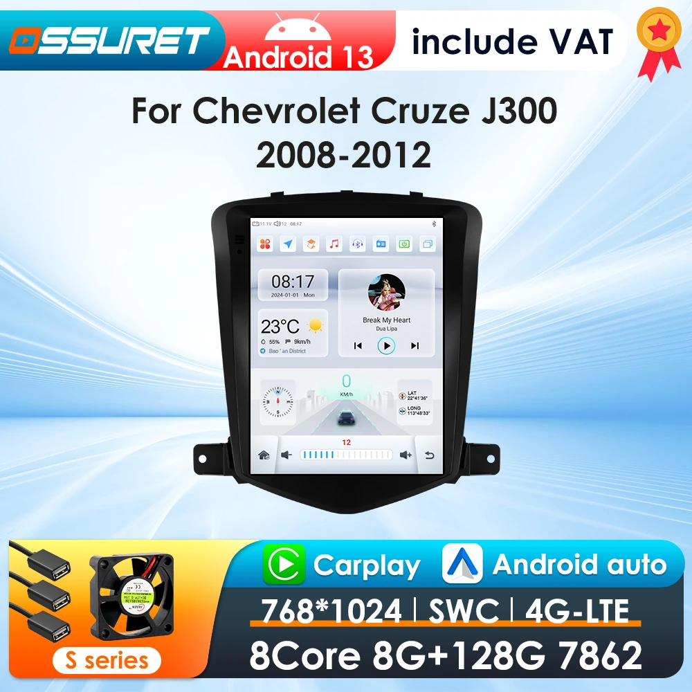 GPS Android 13 9.7" CarPlay 360° – Chevrolet Cruze J300 2012-2018