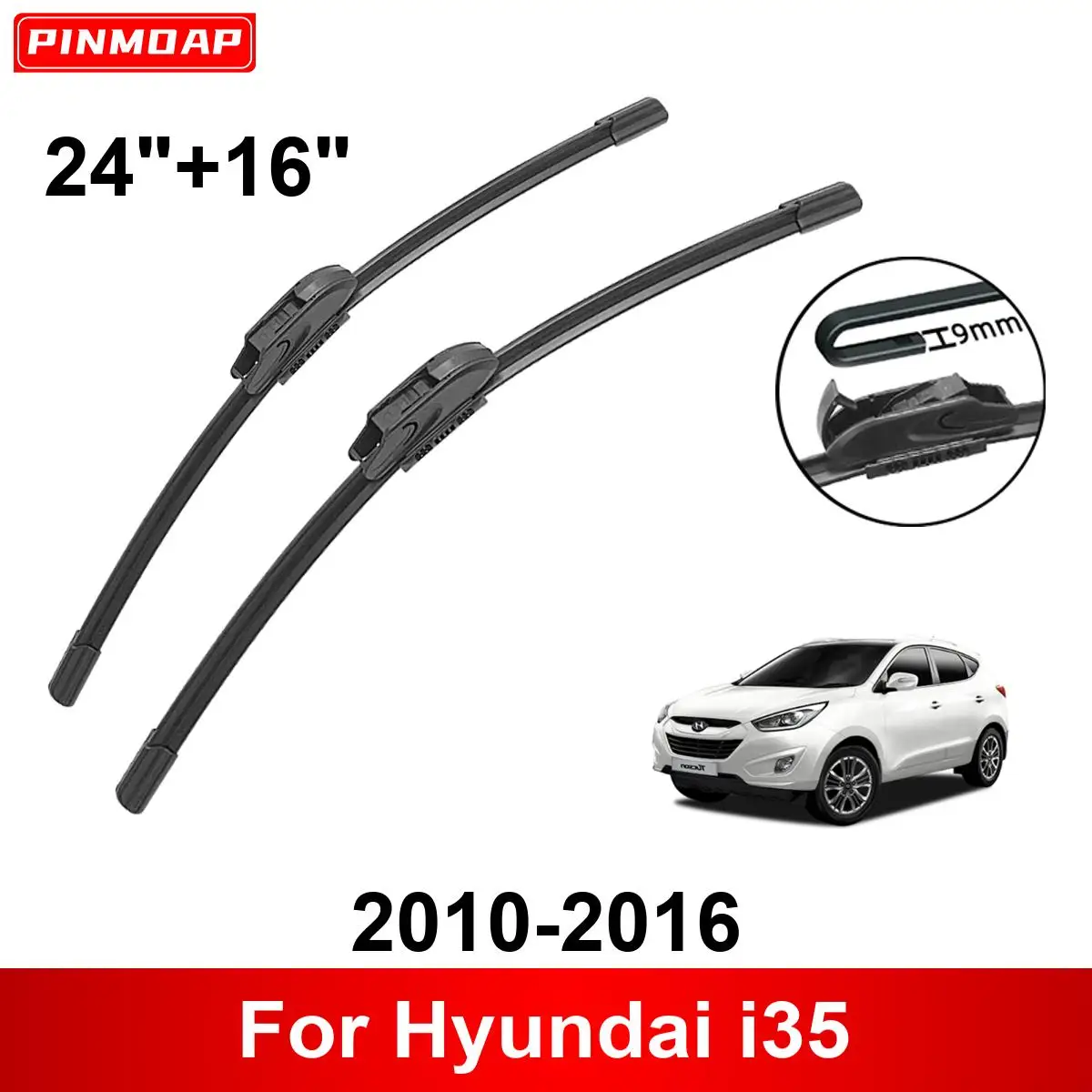 Limpiaparabrisas delantero y trasero para coche, escobillas, accesorios de corte, para Hyundai i35 2010-2016 24 "+ 16" 2011 2012 2013 2014 2015 2016