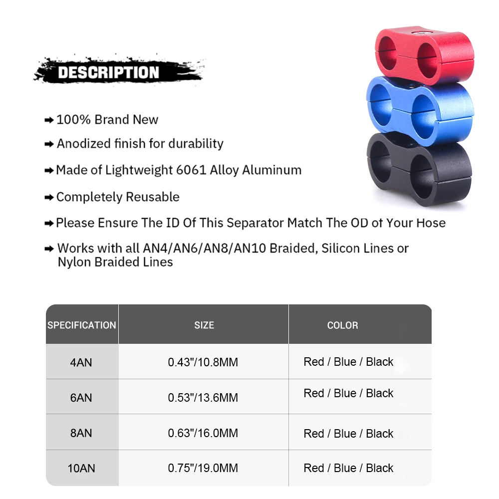 Colector distribuidor combustible aluminio AN4-AN12 universal - imagen 2