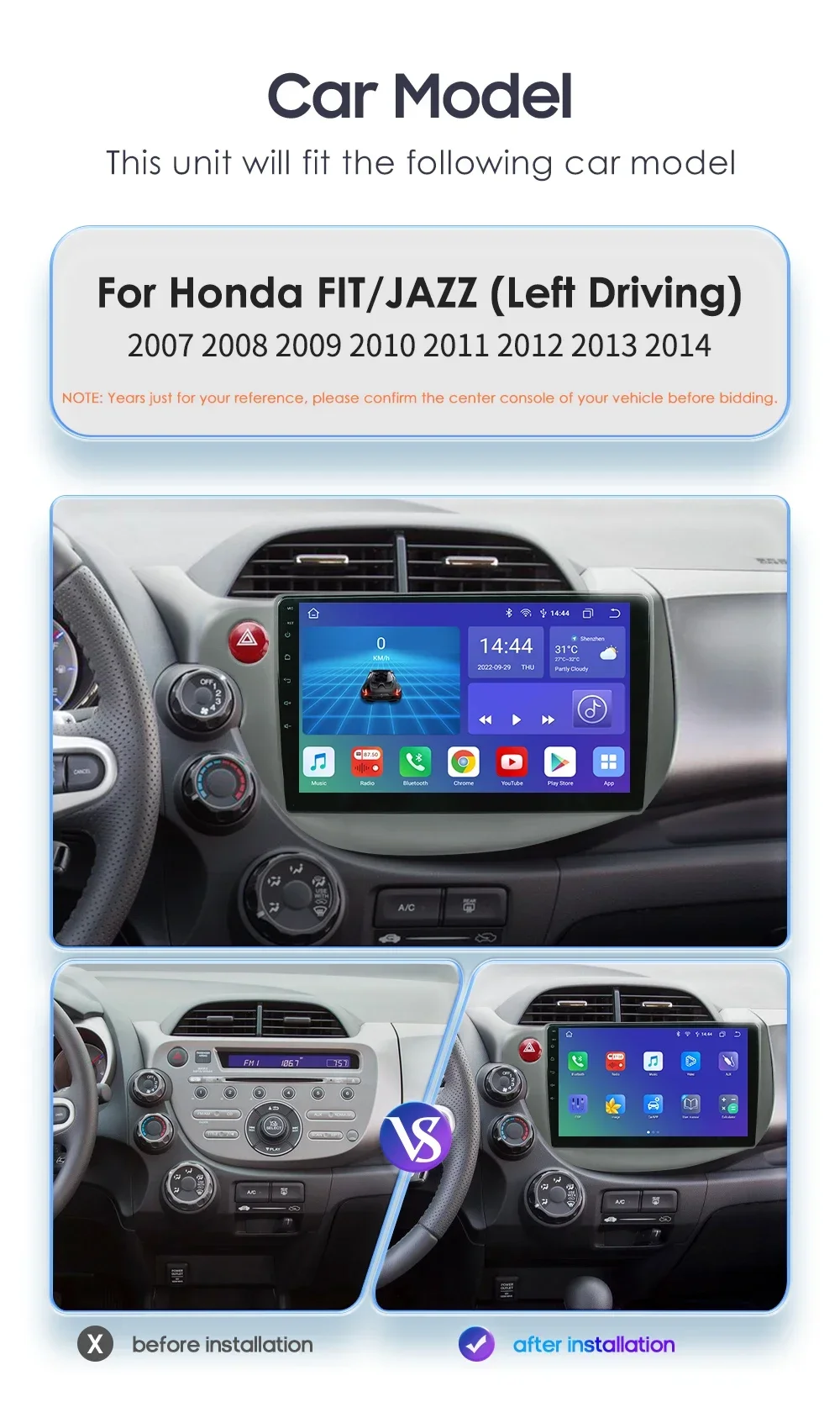 Hizpo Radio Android doble DIN con CarPlay – Honda Jazz 2007-2013 - imagen 3