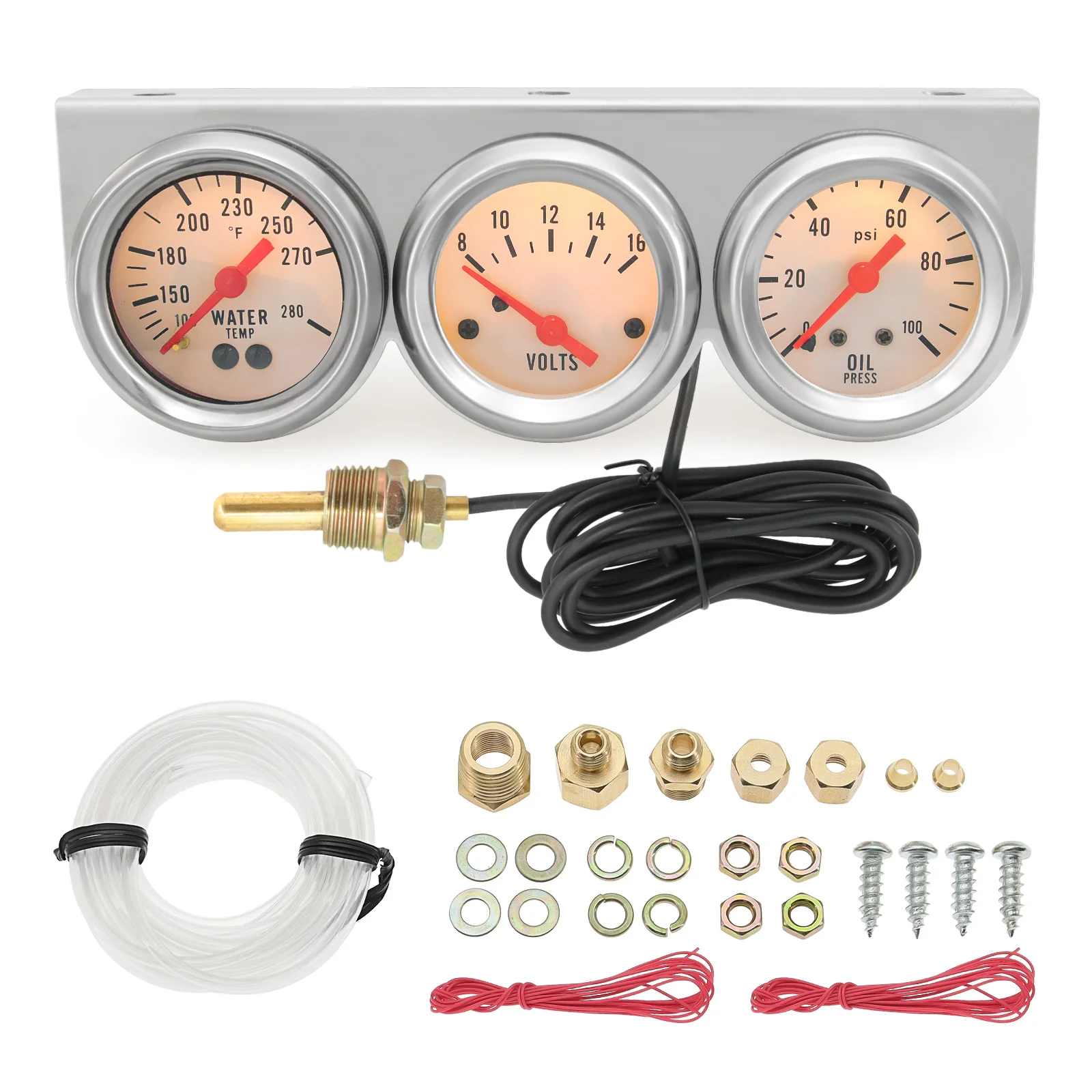 Kit medidor multifunción temperatura agua voltaje presión aceite LED - imagen 4