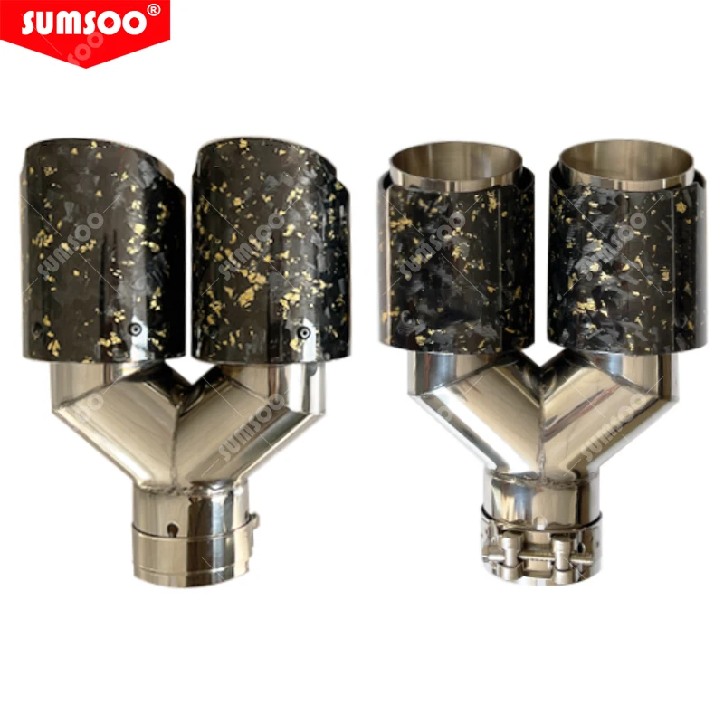 Punta de escape doble SUMSOO de carbono forjado y acero inoxidable - imagen 4