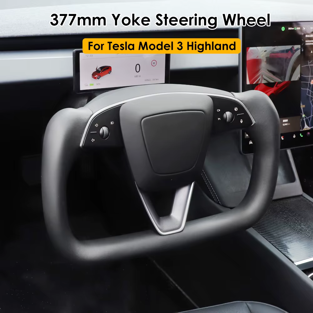 Volante yugo 377mm personalizado para Tesla Model 3 Highland - imagen 2