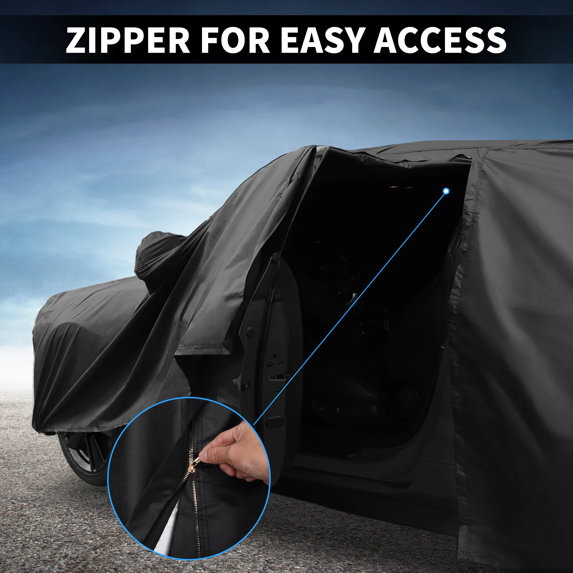 UXCELL para Ford Bronco Sport película de aluminio cubierta completa para exteriores para coche protección contra todo tipo de clima sol lluvia nieve con cremallera para puerta del conductor - imagen 5