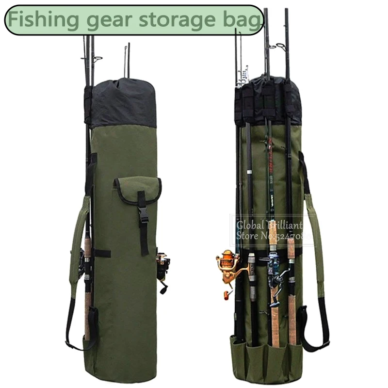 Bolsa para caña de pescar plegable portátil verde para transporte - imagen 2