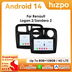 Hizpo Autoradio 2DIN Android 14 para Renault Logan y Sandero 2012-2019