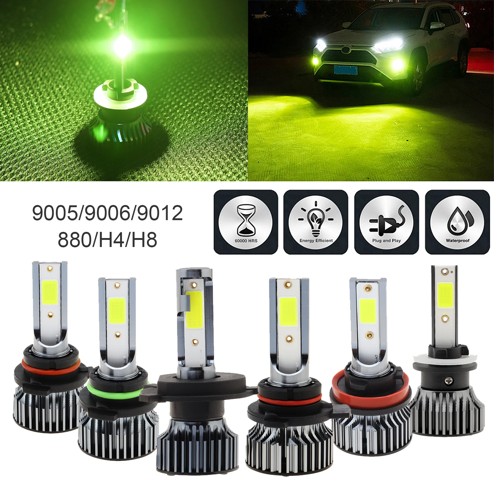Bombillas de luz LED antiniebla para coche, bombillas de reposición automática, Plug and Play, H8/H9/H11/100/880/881/HB4/5202/HB3, 9006 W, 1 unidad