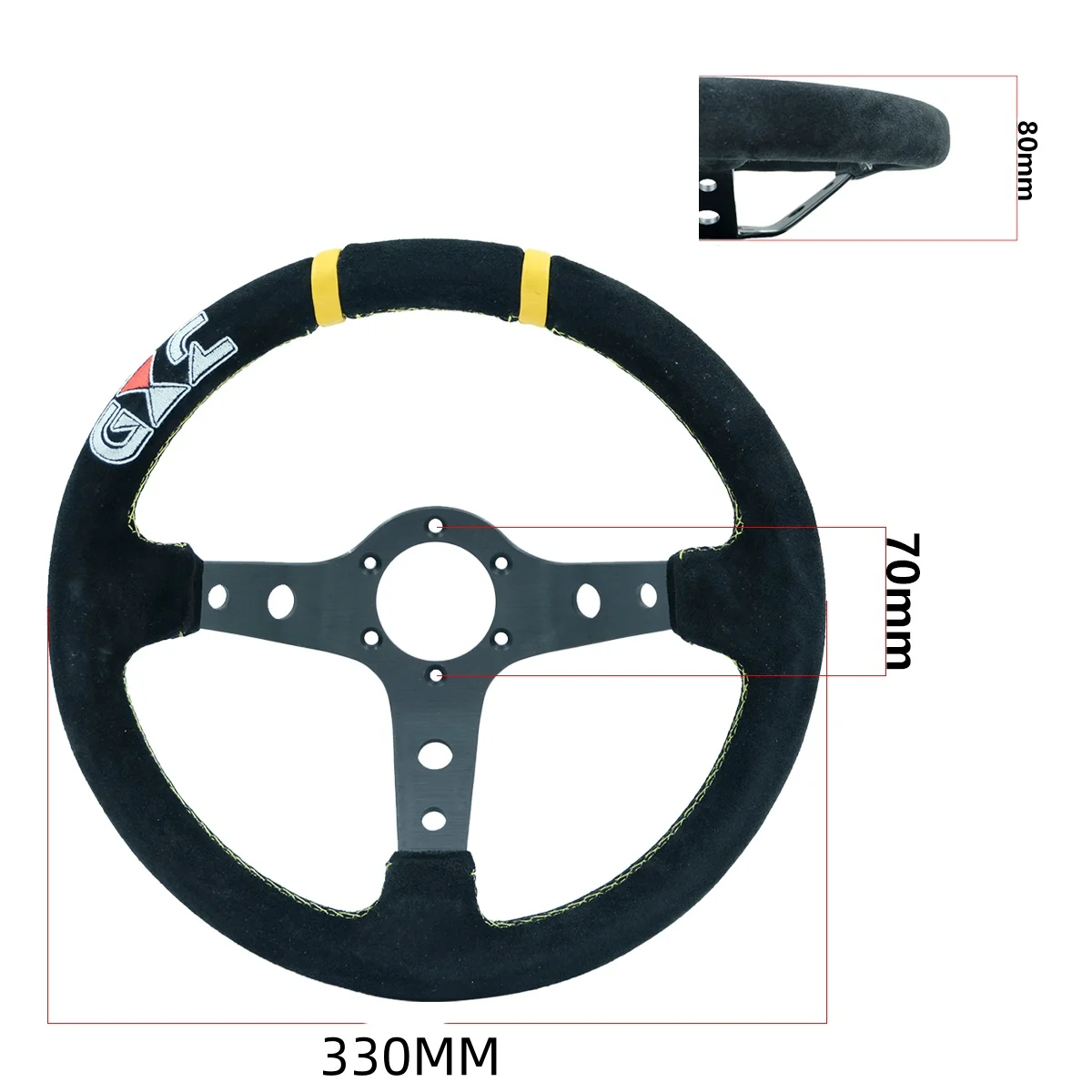 GXZ Volante racing 13 pulgadas gamuza bordado con diseño profundo - imagen 2
