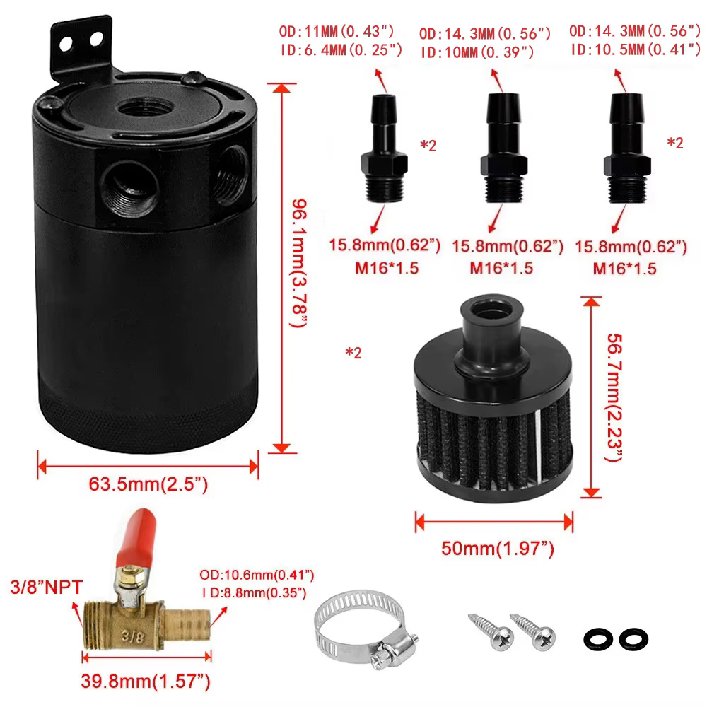 Tanque de captura de aceite de aluminio con deflector de carreras