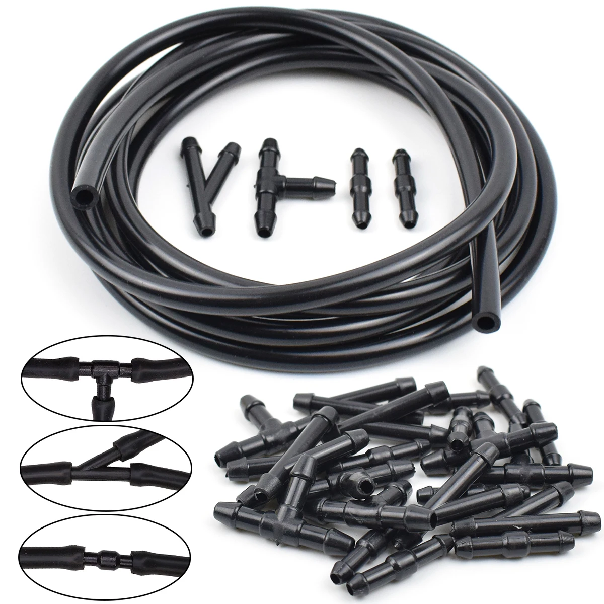 Manguera limpiaparabrisas con kit de conectores y tubo T