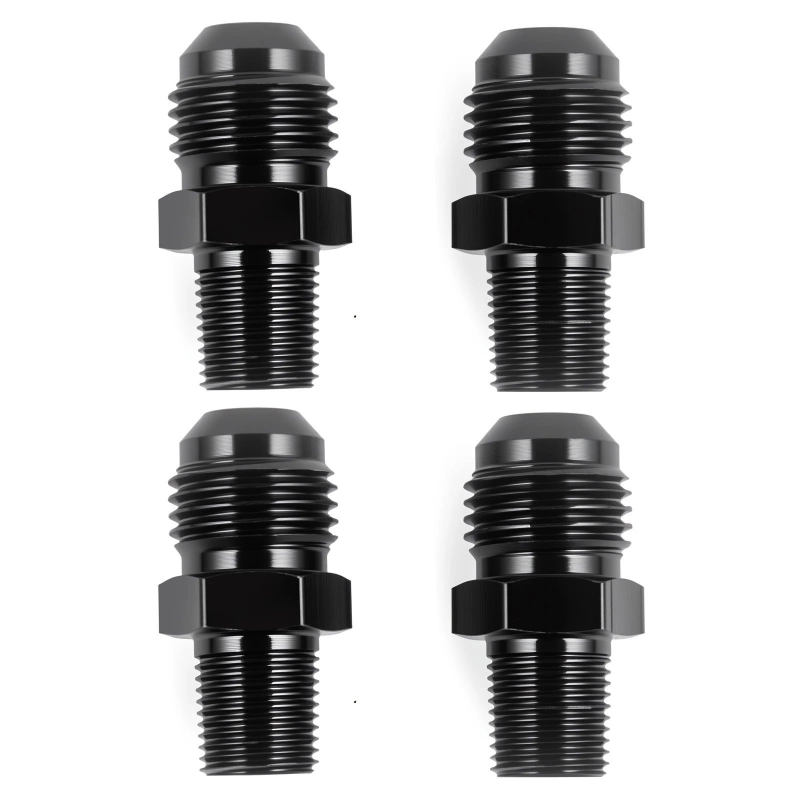 4 Uds 4/6/8AN macho acampanado a 3/8 / 1/2 / 1/8 NPT adaptador de montaje de tubería conector recto Unon aluminio negro - imagen 3