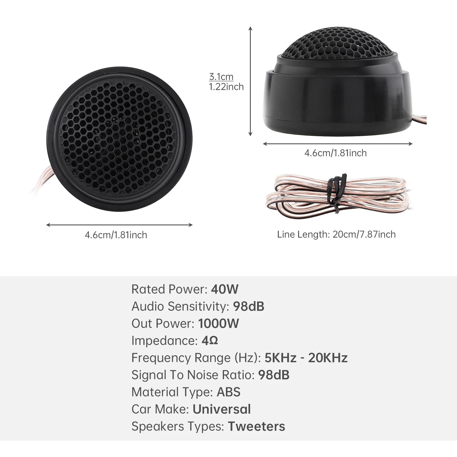 Tweeter universal de 1000 W para sonido estéreo en coche - imagen 2