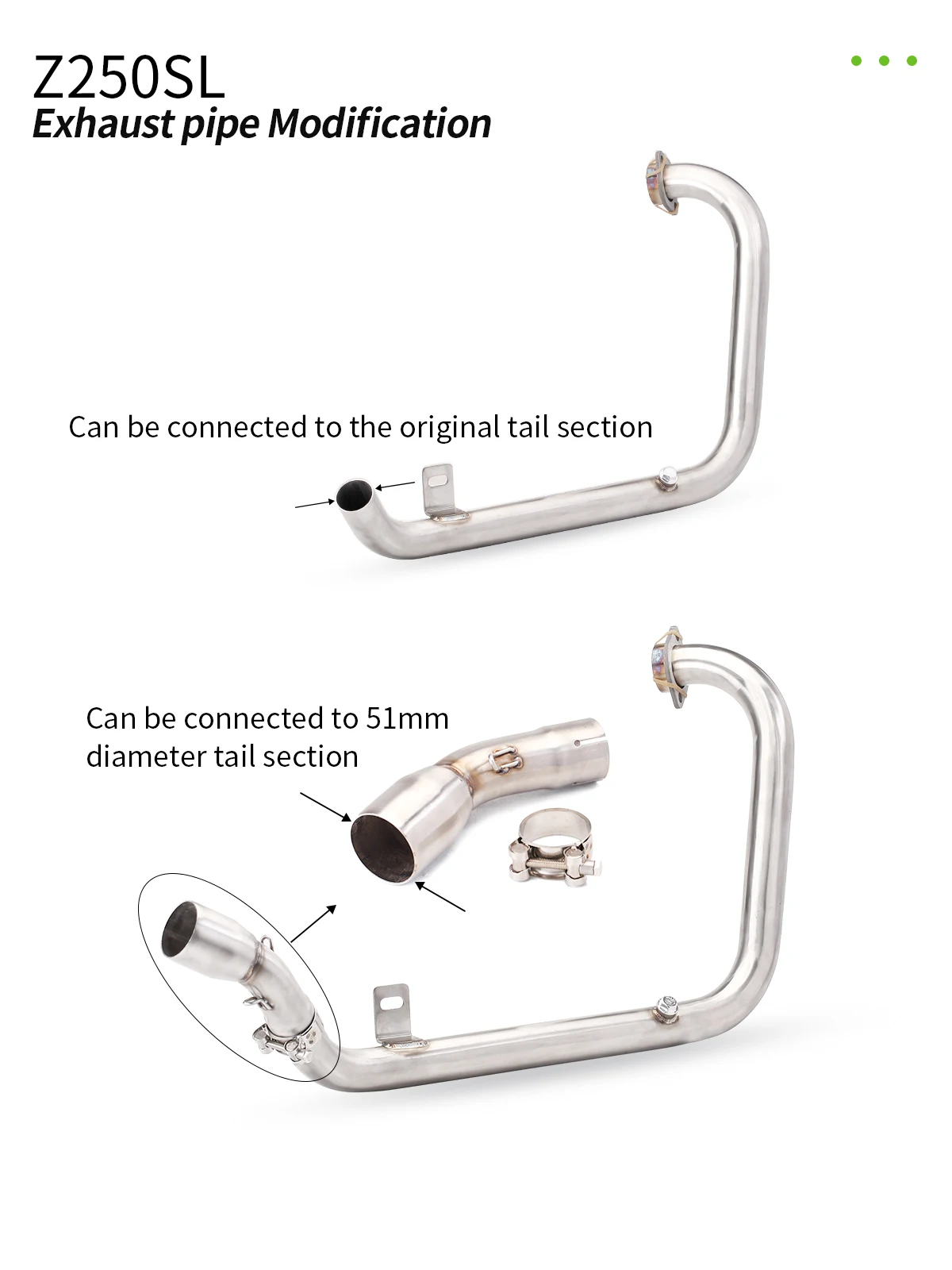 Sistema Escape Kawasaki Z250 Z250SL Completo 51MM Frontal - imagen 3