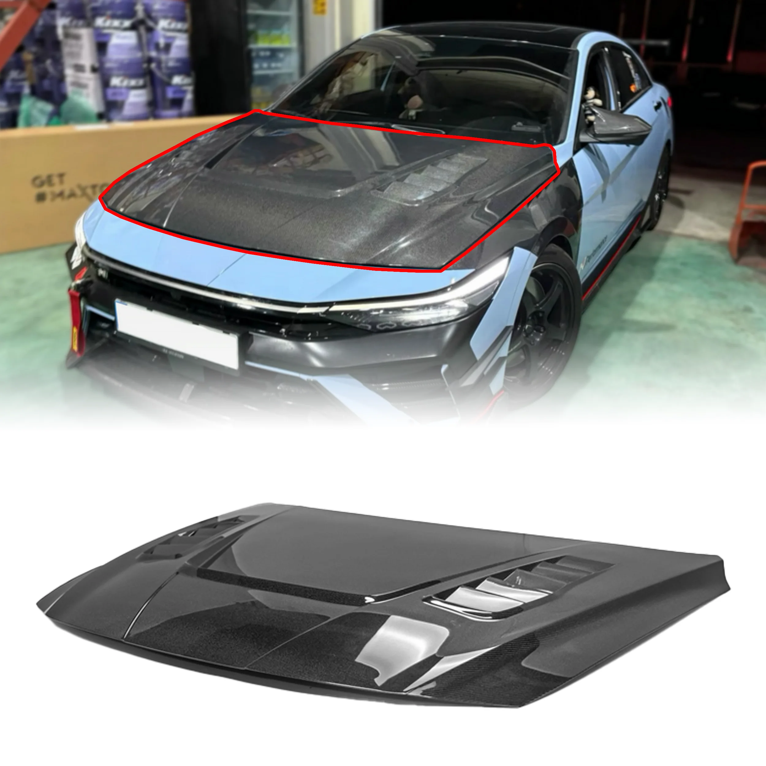 Capó carbono personalizado Hyundai Elantra Avante N CN7 Facelift