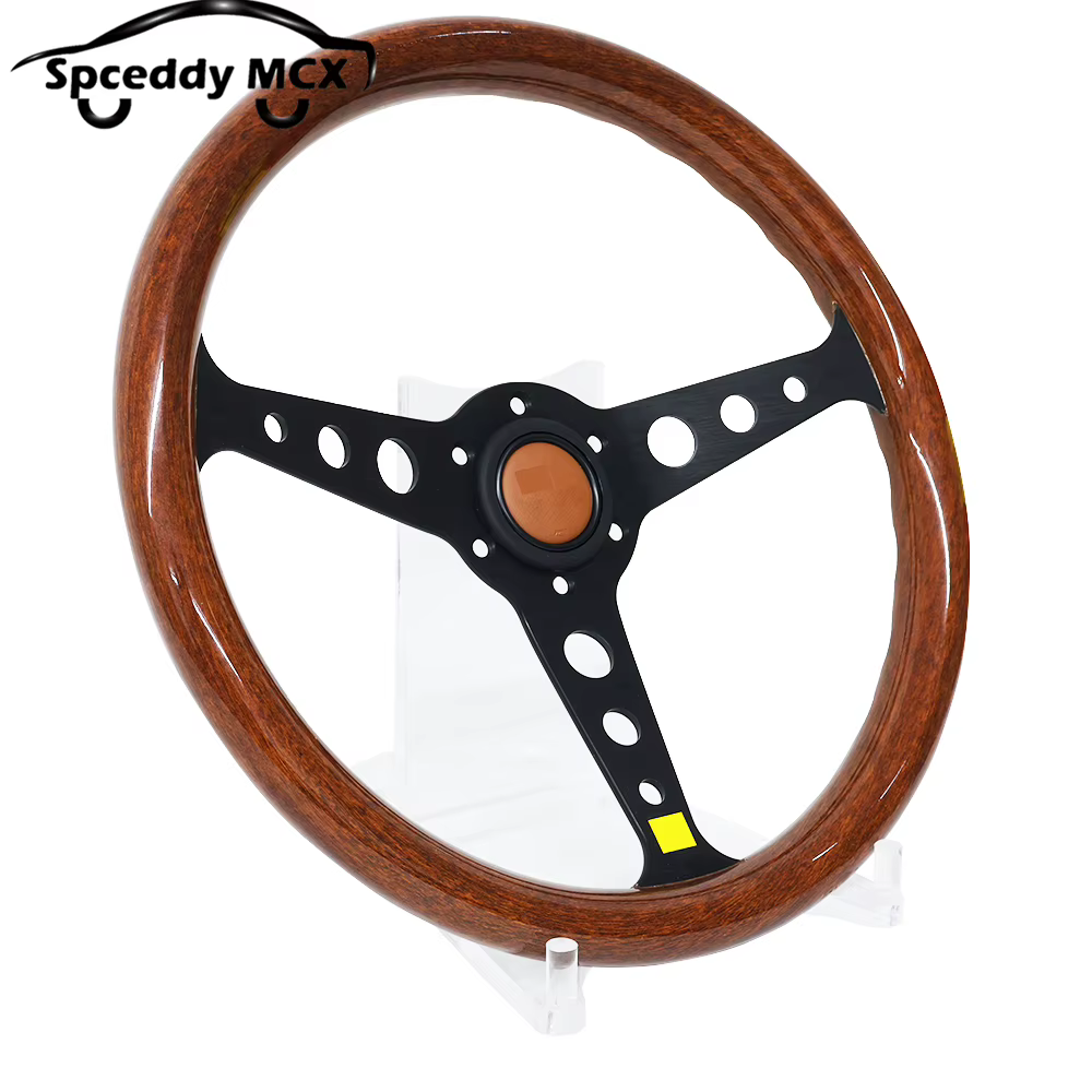 Volante deportivo Indy de madera veteada de 350 mm, estilo JDM - imagen 3