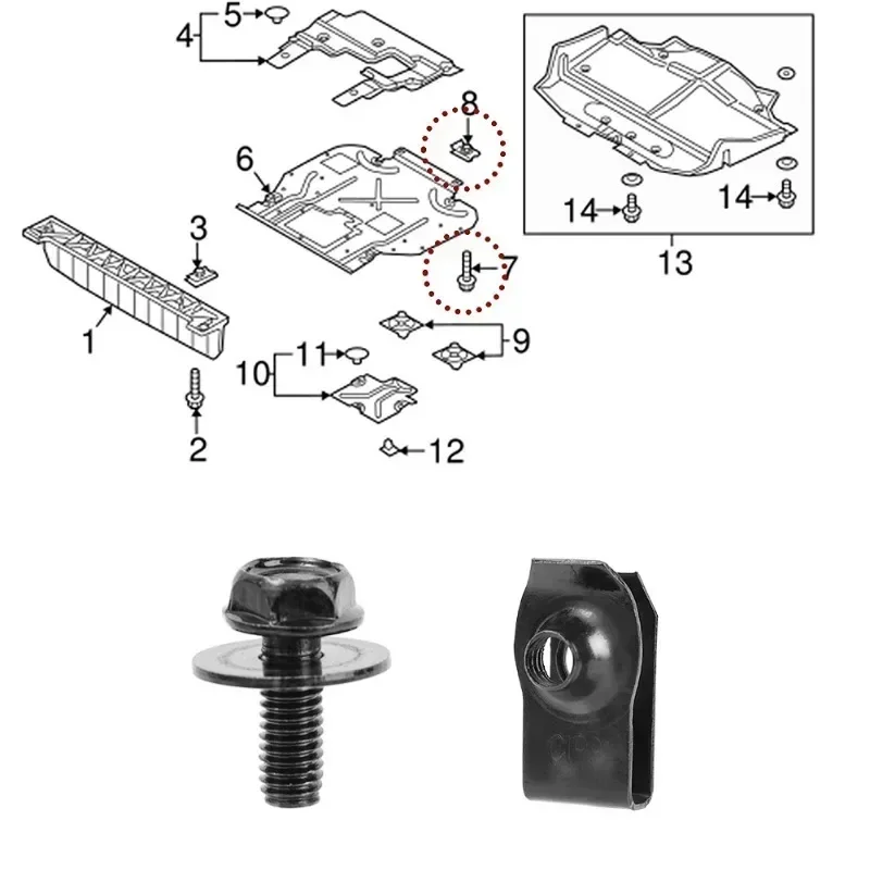 Pernos carrocería M6 con clips tuerca U para cubiertas y parachoques - imagen 5