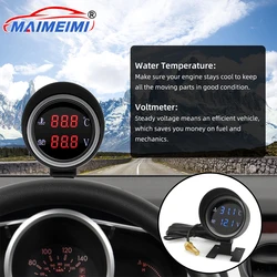 Medidor LCD 2 en 1 de temperatura del agua y voltímetro para coche