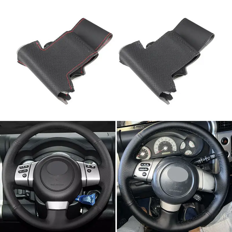 Protector de volante cuero perforado cosido a mano Toyota FJ Cruiser - imagen 2
