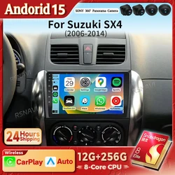 Android 15 Carplay Auto Radio BT Multimedia para Suzuki SX4 2006 - 2013 para Fiat Sedici 2005 - 2014 Autoradio estéreo Qualcomm