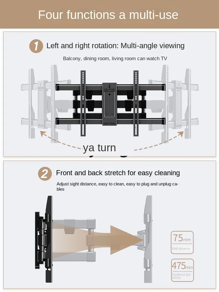 Soporte TV CX telescópico plegable para pared - imagen 3