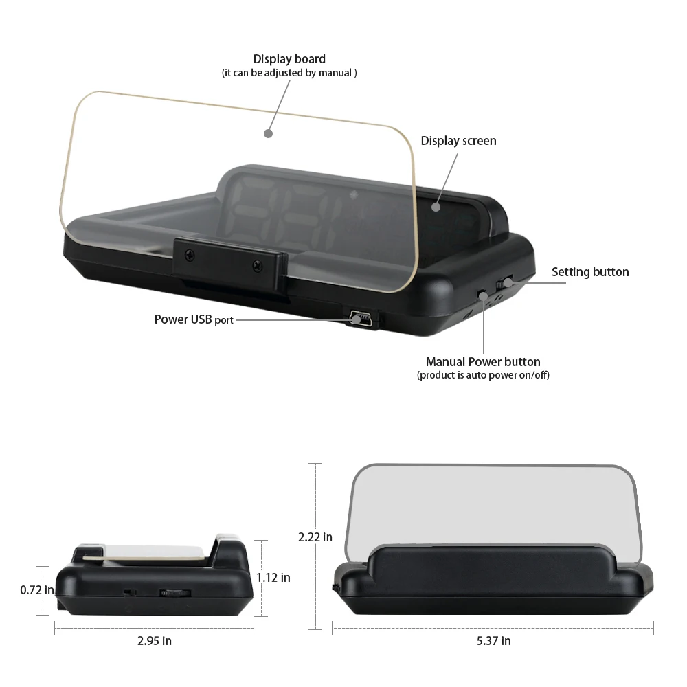 HUD C500 velocímetro parabrisas – RPM y voltios - imagen 5