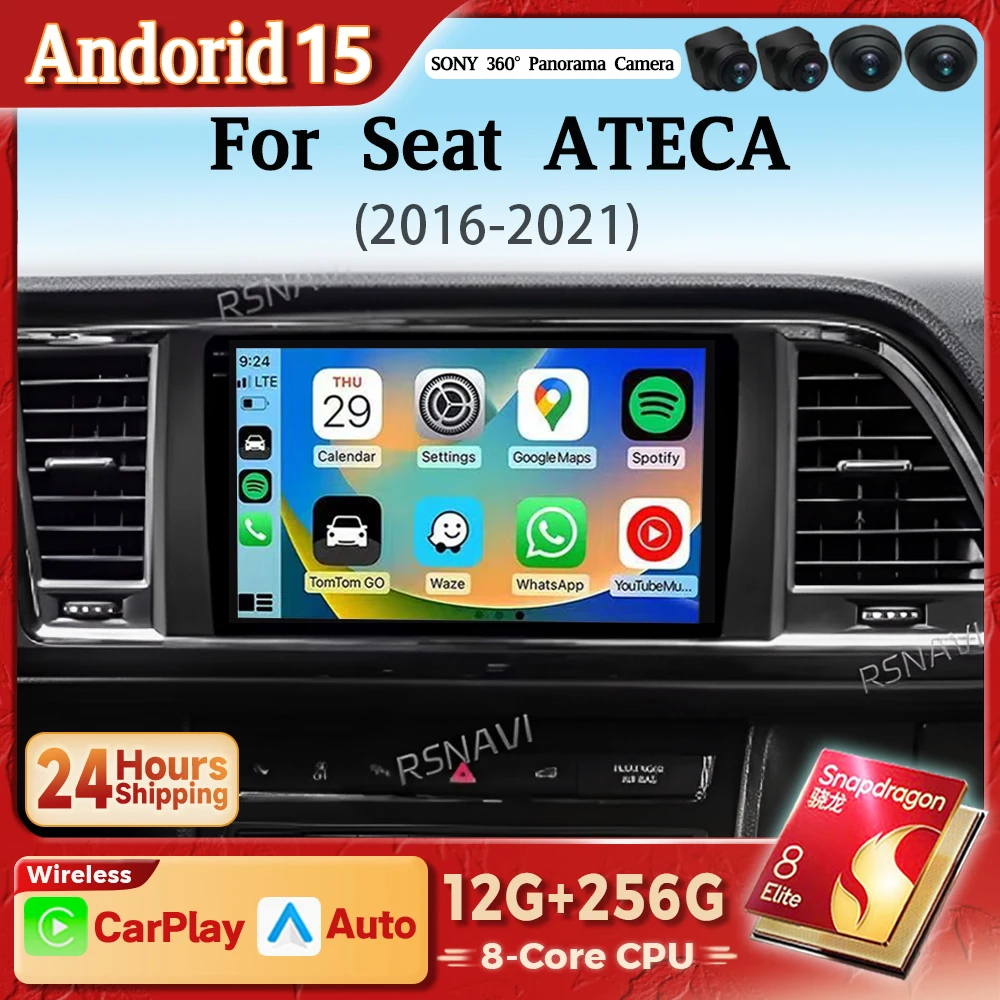 Radio Android 15 2K con CarPlay para SEAT Ateca/Cupra 2016-2021
