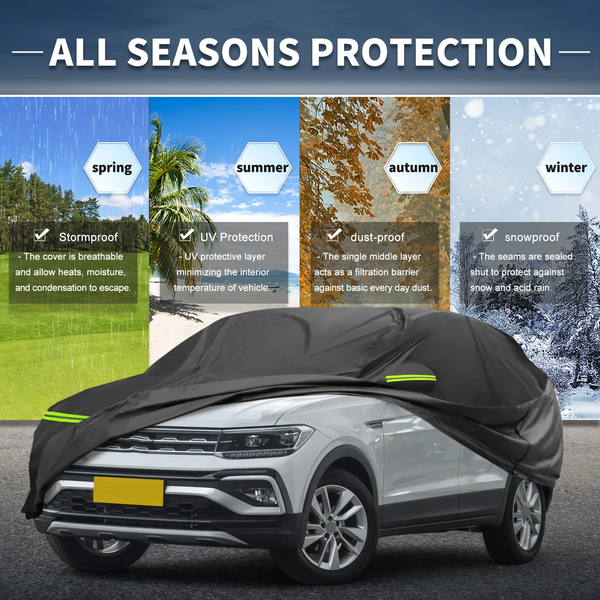 X Autohaux cubierta de coche para Volkswagen t-cross 2018-2024 210D-PU cubierta de coche completa al aire libre protección impermeable a prueba de viento para todo tipo de clima