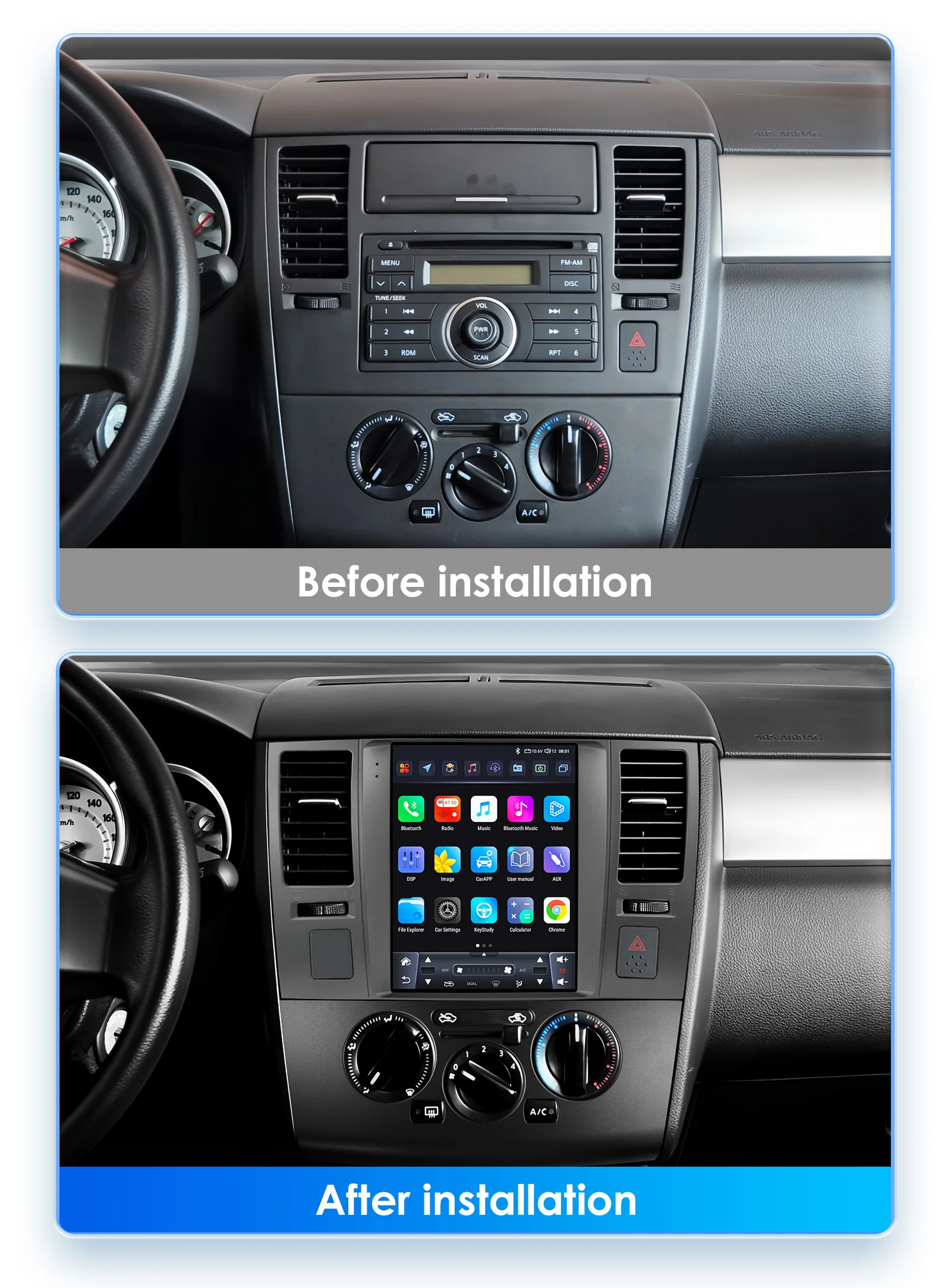 OSSURET Radio multimedia 2 DIN con CarPlay para Nissan Tiida C11 - imagen 2