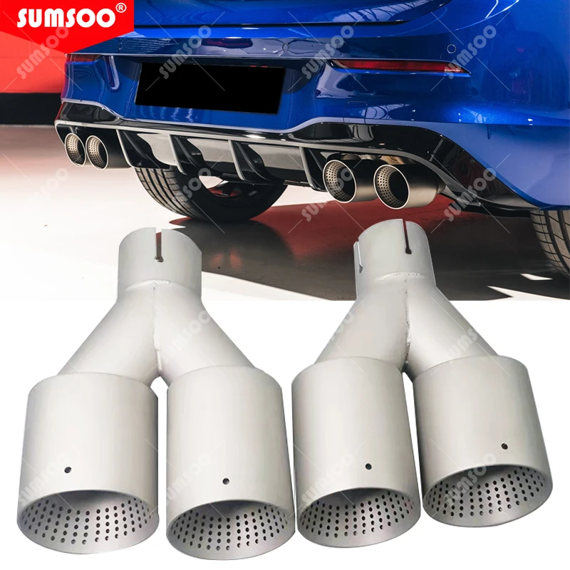 Punta de escape doble de acero inoxidable mate para Golf 7 GTI